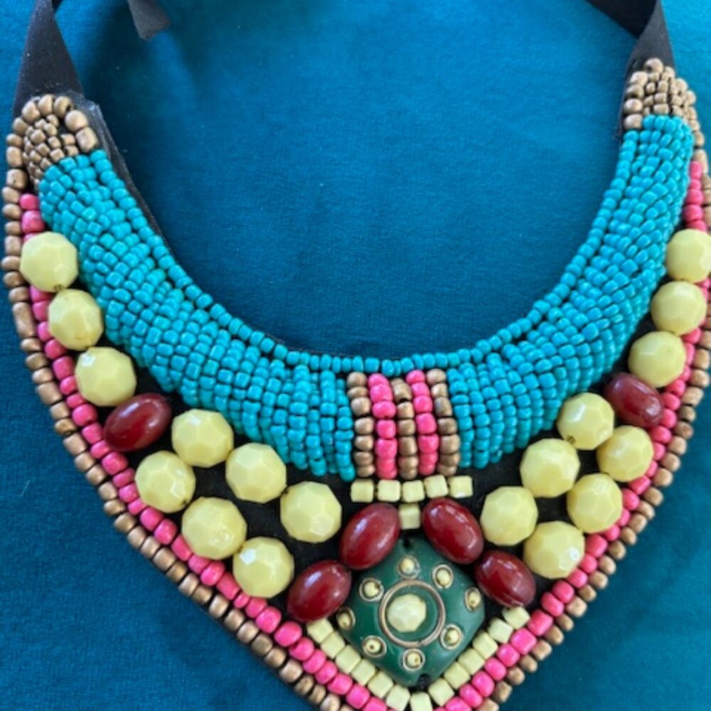 Colorful Beaded Collar Necklace - Picture 5 of 6
